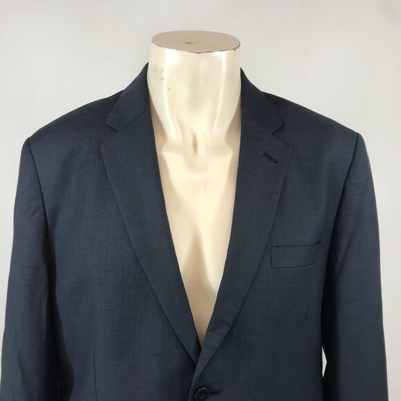 FRANK + OAK ~ MENS 42 ~ NAVY BLUE WOOL BLAZER JACKET - Picture 2 of 8